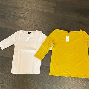 Cream and Yellow 3/4 Sleeve Tops